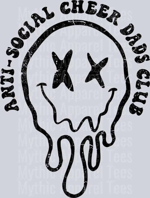 Anti Social Cheer Dad Club Front pocket Black DTF Cheer Dad Transfers