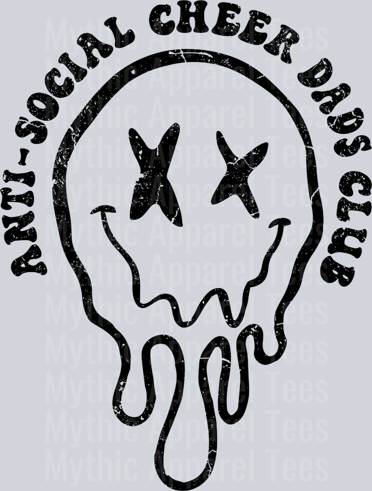 Anti Social Cheer Dad Club Front pocket Black DTF Cheer Dad Transfers