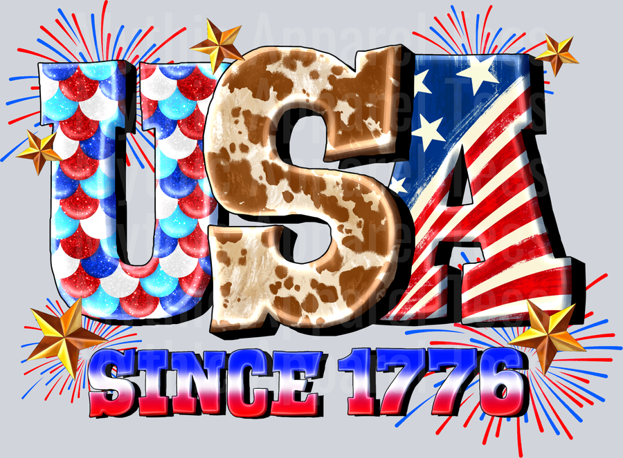 USA Since 1776 Stars and stripes 4th of july DTF Patriotic Transfers