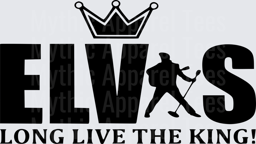 Elvis Long Live The King Bold Text With Crown And Silhouette Performer Graphic