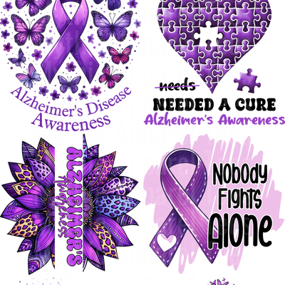 ALZHEIMERS AWARENESS GANG SHEET 10 FULL SIZE IMAGES