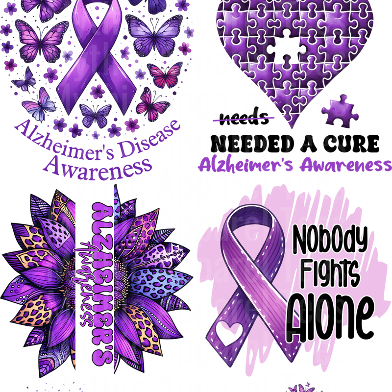 ALZHEIMERS AWARENESS GANG SHEET 10 FULL SIZE IMAGES