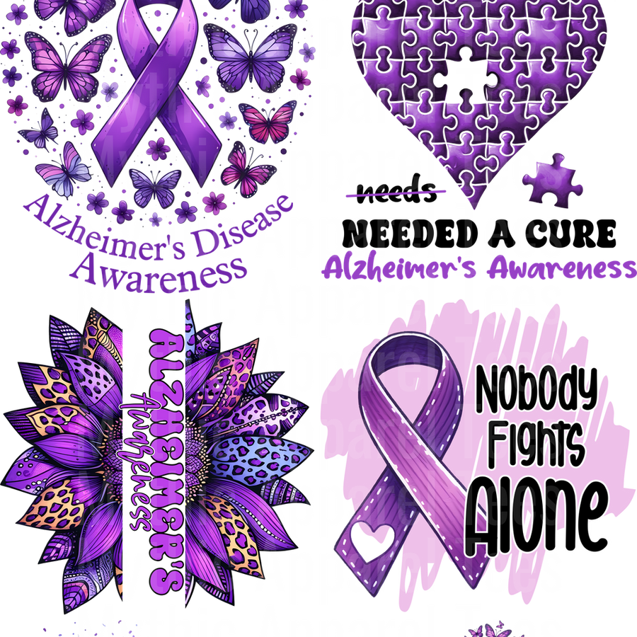 ALZHEIMERS AWARENESS GANG SHEET 10 FULL SIZE IMAGES