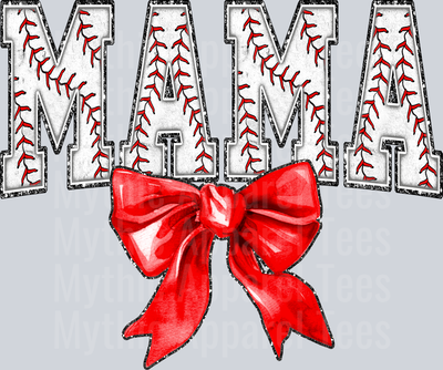 Baseball Mama With red Bow School Spirit & Sports