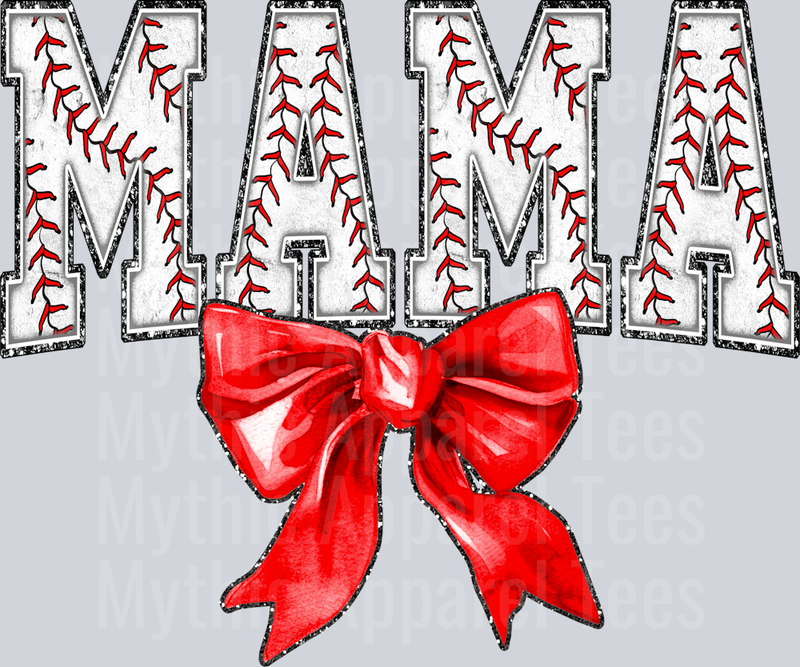 Baseball Mama With red Bow School Spirit & Sports