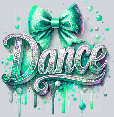 0018 Dance Sequins Mint DTF Dance Swoosh Transfers