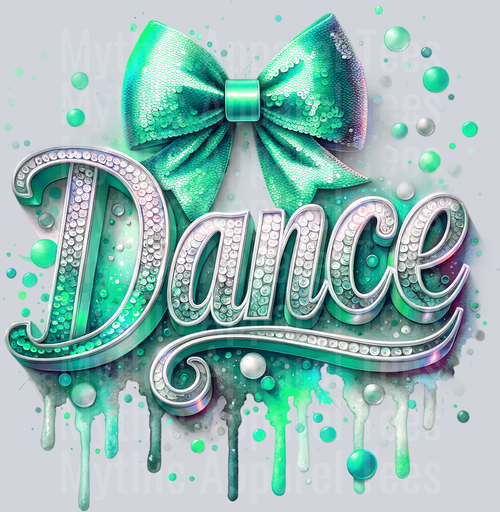 0018 Dance Sequins Mint DTF Dance Swoosh Transfers