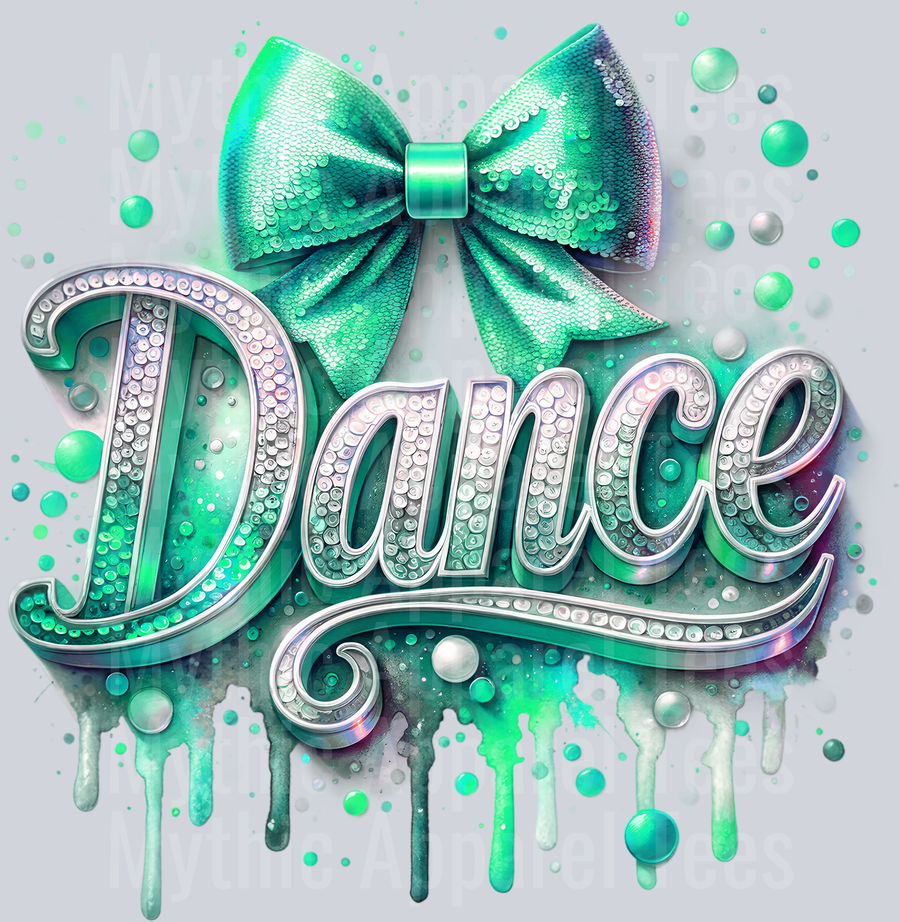0018 Dance Sequins Mint DTF Dance Swoosh Transfers