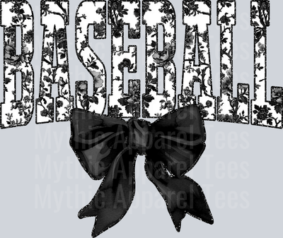 Black Baseball College Font Floral Pattern School Spirit & Sports
