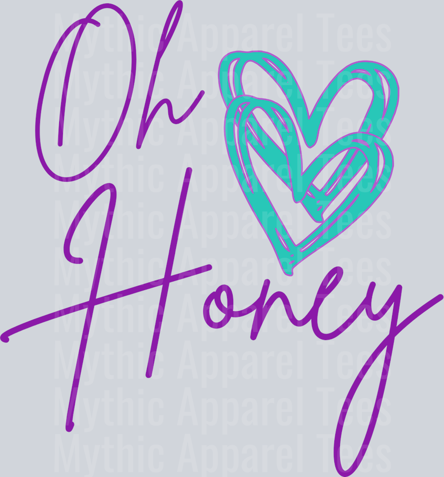 Oh Honey Purple Neon Hearts DTF Empowerment Transfers