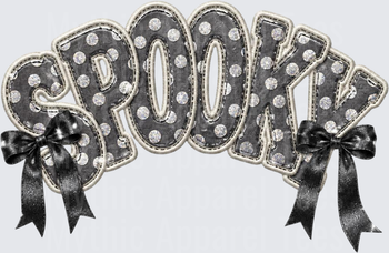 Halloween Spooky Embroidery Patch Style Rhinestone Polka Dot Bow Letters