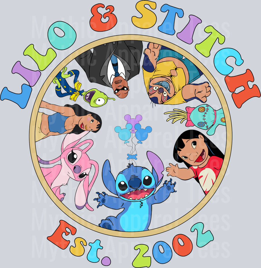 Lilo and Stitch est 2002 ring style design DTF Lilo and Stitch Transfers