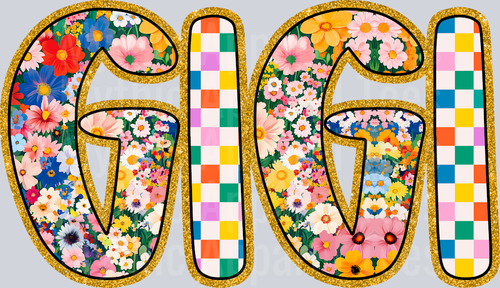 gigi Floral and Checkers DTF Gigi Transfers