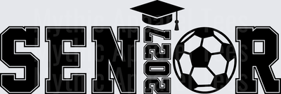 Senior 2027 Soccer Ball Graduation Cap Bold Athletic Letter Design
