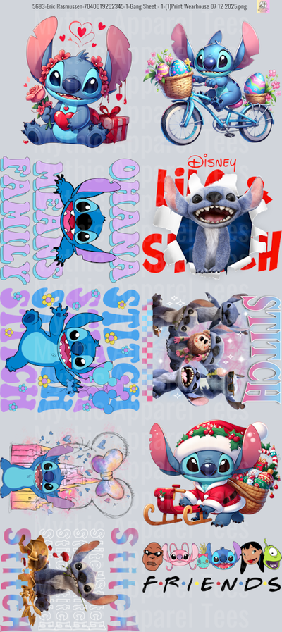 Lilo and Stitch Disney GANG SHEET 10 FULL SIZE IMAGES