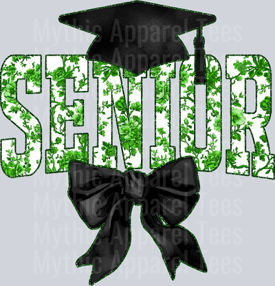 Green Senior Hat College Font Floral Senior Graduation Design