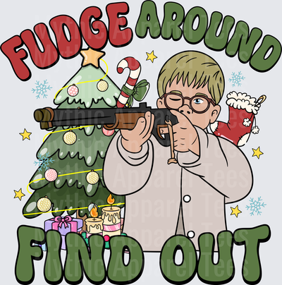 Ralphie A Christmas Story Fudge Around Find Out Holiday BB Gun Christmas Tree Design