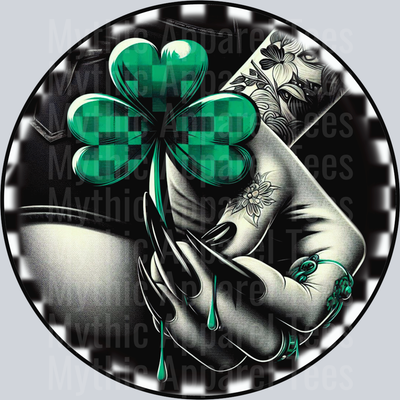 Edgy clover punk girl DTF St Patrick's Day Transfers
