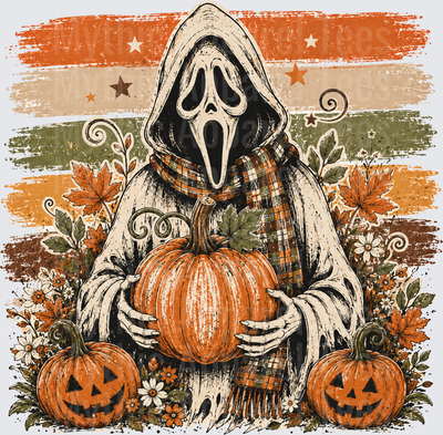 Halloween Ghostface Scream Mask Cozy Fall Pumpkin Patch
