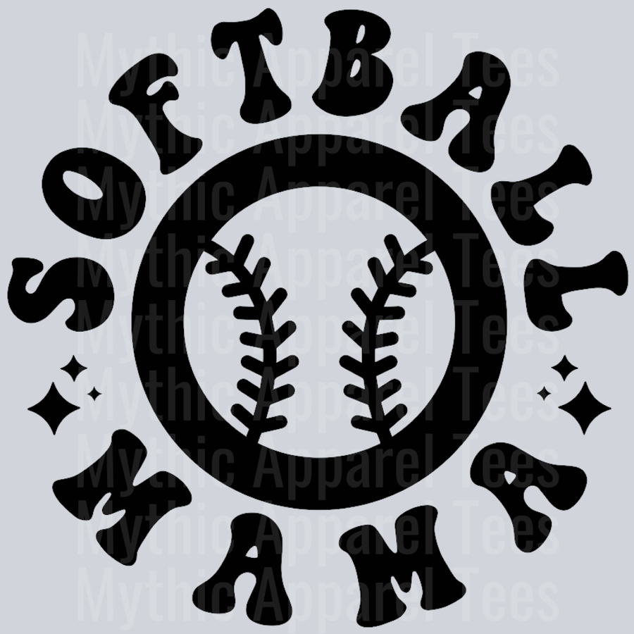 Softball Mama Pocket Design Wavey Retro Style Funny Shirt Design