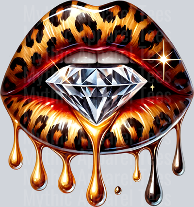 Gold Leopard Diamond Lips (20) DTF Glam Transfers