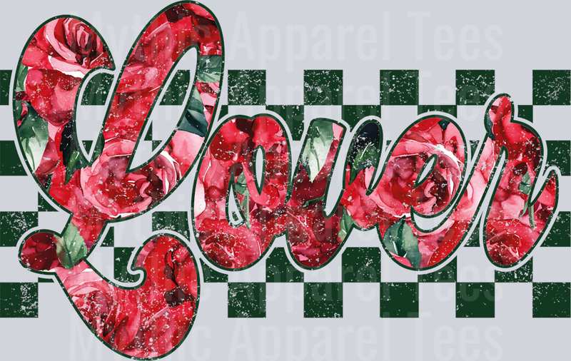 Lover Roses Overprint Green Checkered Pattern Style Combo Valentines Day Design