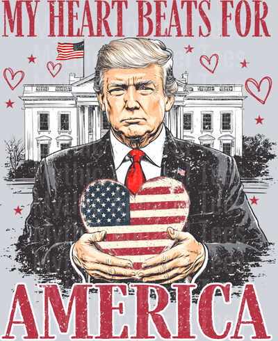 My Heart Beats For America Trump Valentines Day DTF Maga Transfers