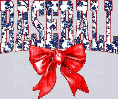 Navy And Red Baseball College Font Floral Pattern School Spirit & Sports