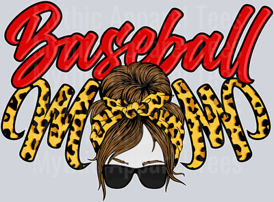 baseball mom yellow and red letters sassy head DTF Baseball Transfers