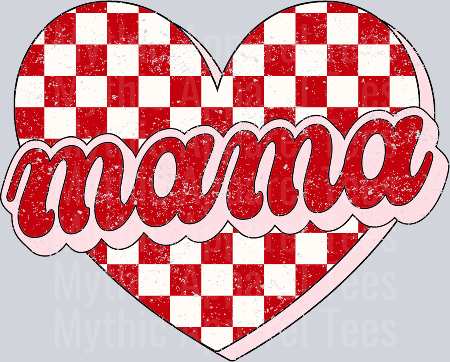 Mama Red Checkered Heart Valentines Day Design