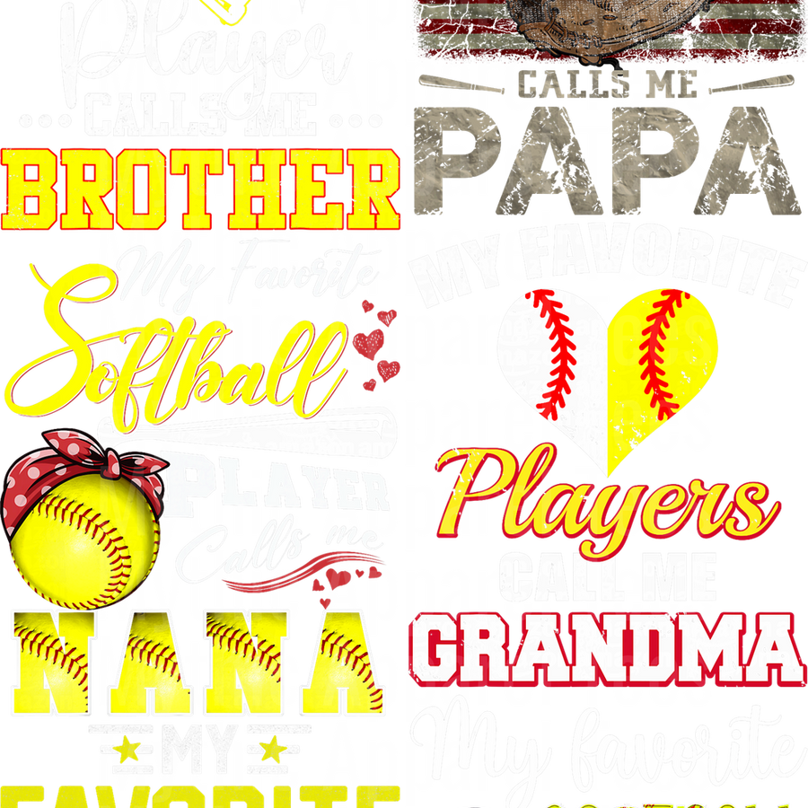 SOFTBALL GANG SHEET 2 GANG SHEET 10 FULL SIZE IMAGES