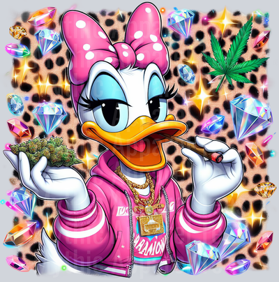Daisey Duck Jewels Smoking Weed DTF Weed Transfers