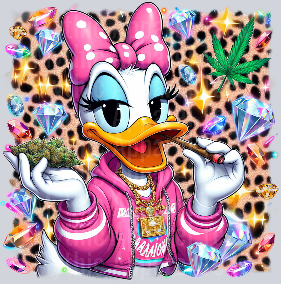 Daisey Duck Jewels Smoking Weed DTF Weed Transfers