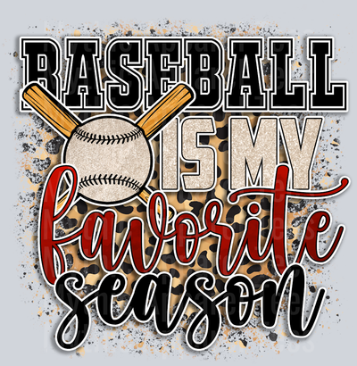 BaseballIs My Favorite Season leopard print DTF Baseball Transfers