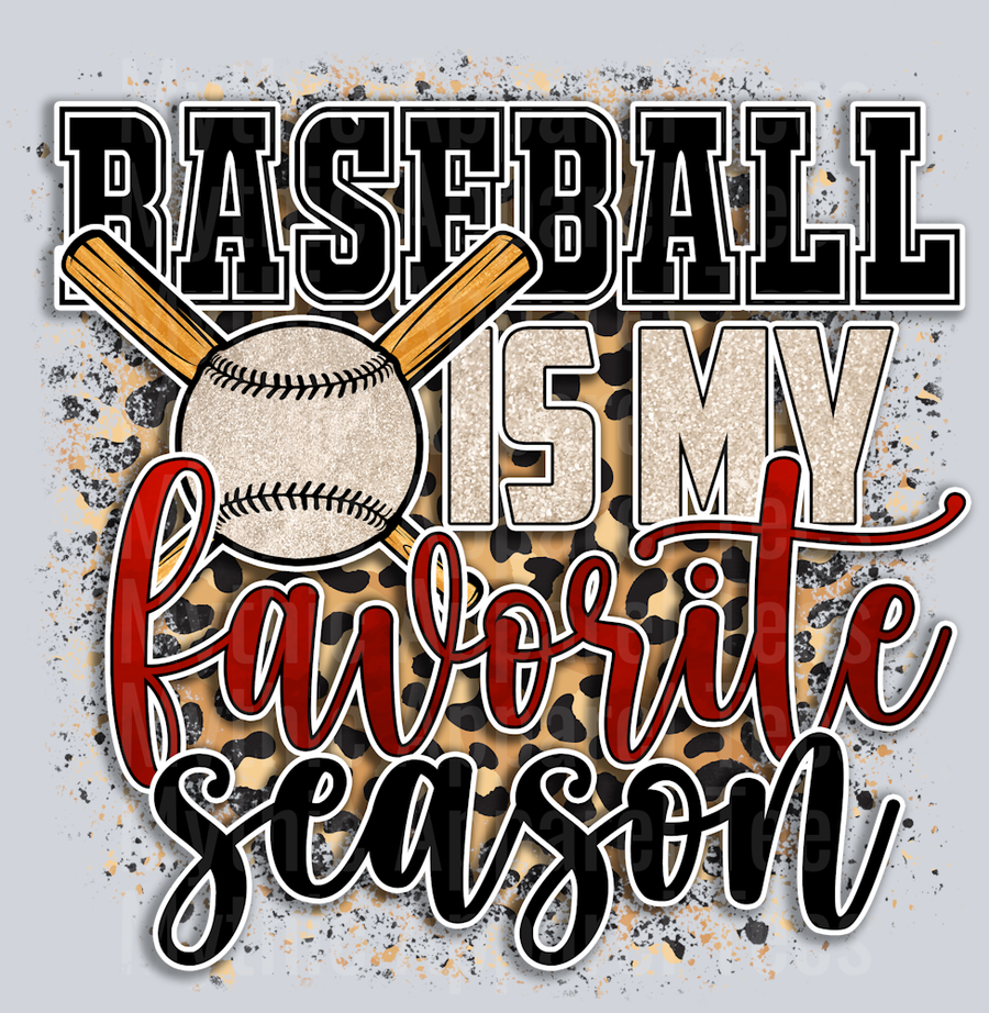 BaseballIs My Favorite Season leopard print DTF Baseball Transfers