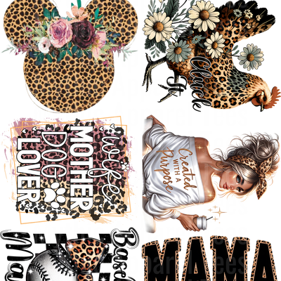 GIRLY MIXED GANG SHEET 10 FULL SIZE IMAGES