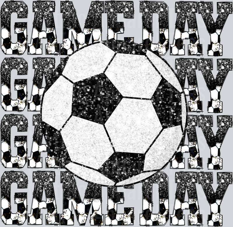 Gameday Soccer Ball Glitter Style DTF Soccer Transfers