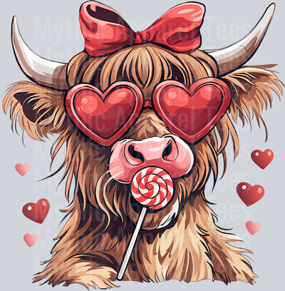 205 Aesthetic Valentine Highland Cow Valentines Day Cow Lover T-Shirt