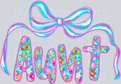 Aunt Iridescent blue ribbon DTF Aunt Transfers