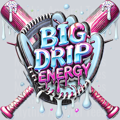 Big Drip Energy Baseball Ice Cream Dripping Men Women Kids DTF Baseball Transfers