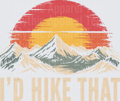 Retro Vintage Mountain Range Sunset I'd Hike That Outdoor Hiking