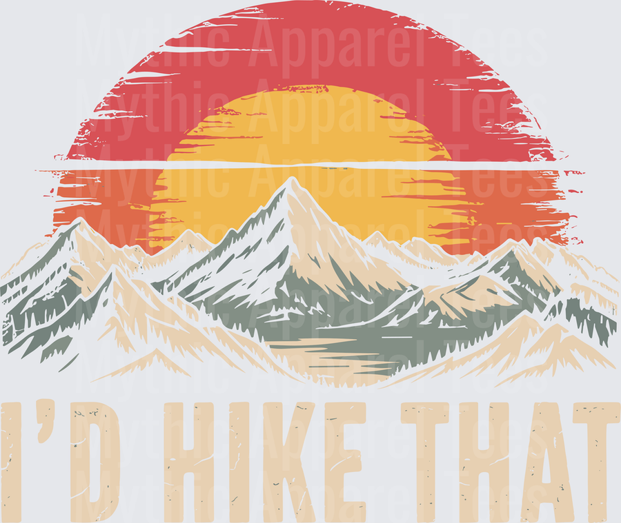 Retro Vintage Mountain Range Sunset I'd Hike That Outdoor Hiking