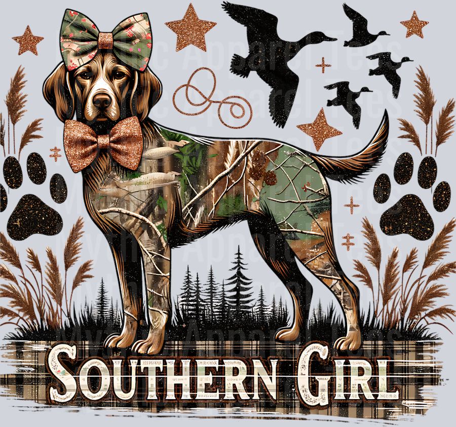 southern girl Dog with Ducks Paw Prints  Dog Mom DTF Southern Transfers