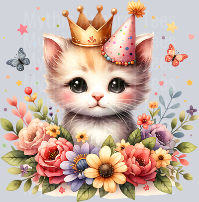 KITTEN IN PARTY HAT CLIPART