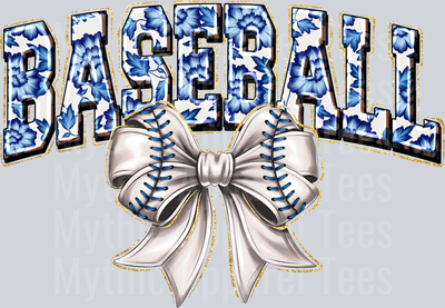 Baseball Blue Bow