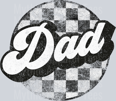 Dad with circular Checker pattern DTF Dad Transfers
