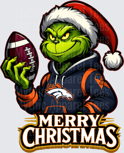 Grinch Santa Hat Denver Broncos Hoodie Football Merry Christmas