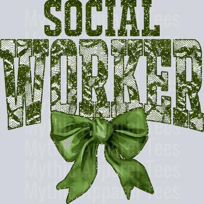 Olive Green Lace Social Worker St Patrick's Day College Font Floral and shamrock pattern