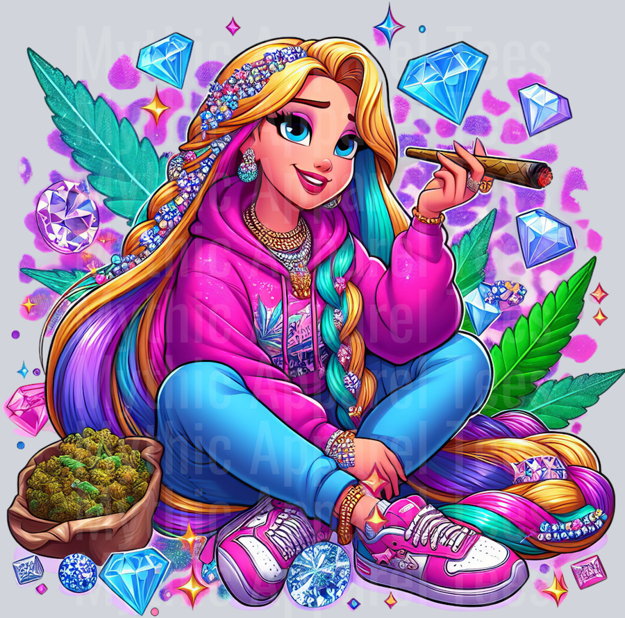 Elsa Weed Plant Cheeta Print Jewels Smoking Weed DTF Weed Transfers