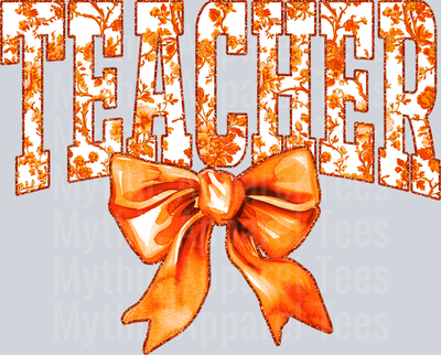 Orange Toile Teacher College Font Floral Teacher Design